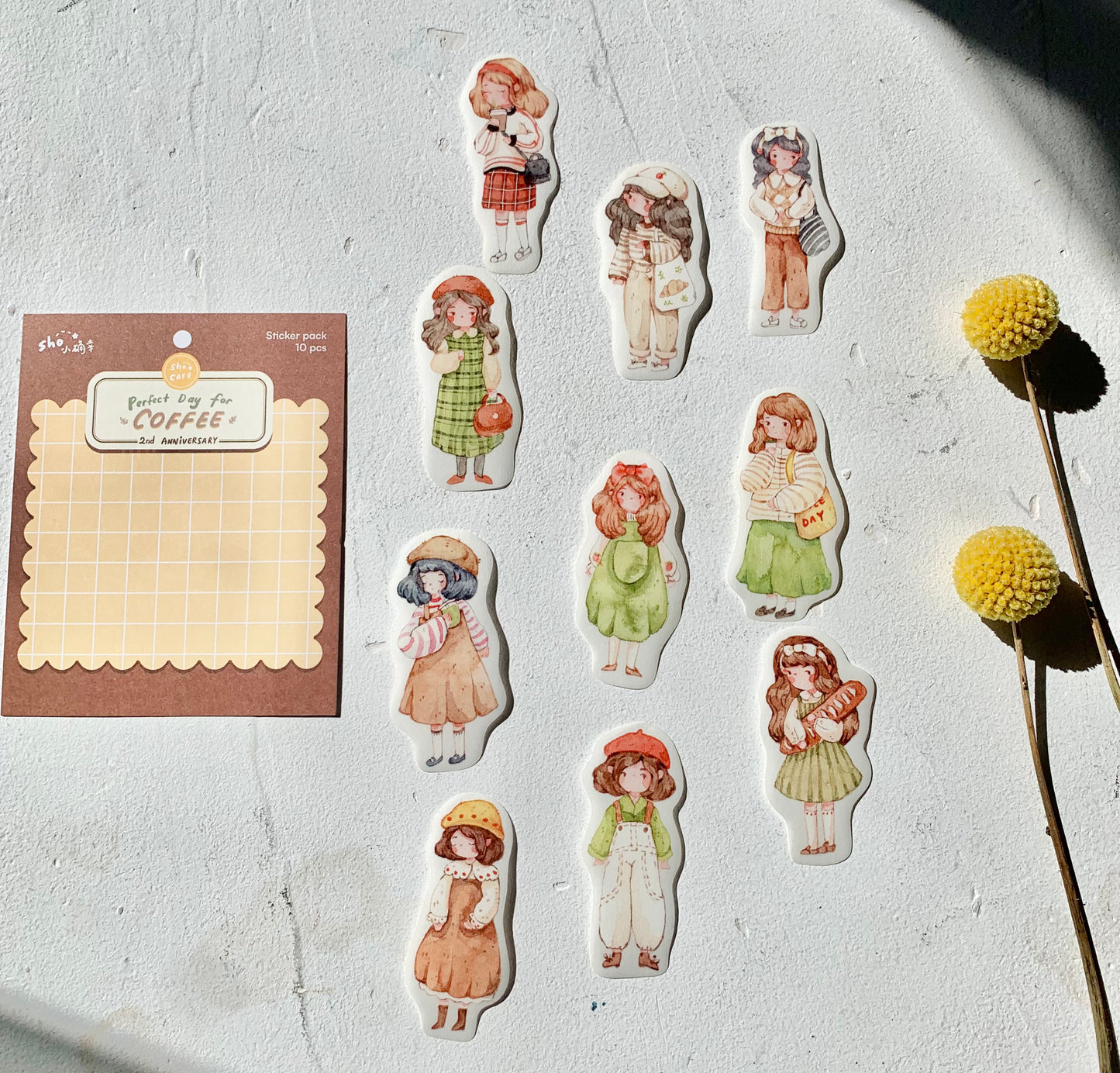 Sho Littlehappiness - 2nd Anniversary - Perfect Day For Coffee | 10pcs Stickers Pack