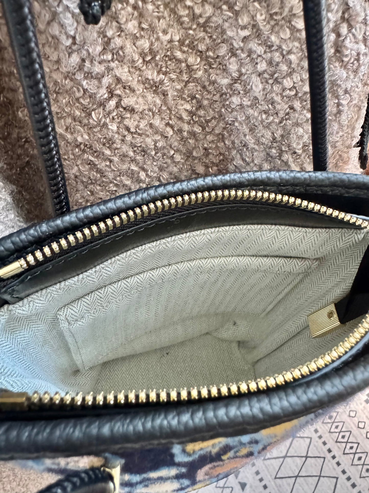 ESH Exclusive Collection - sky flower | Double-sided Pattern | mina perhonen Fabric | Real Leather | Handle | Crossbody | Handmade Products