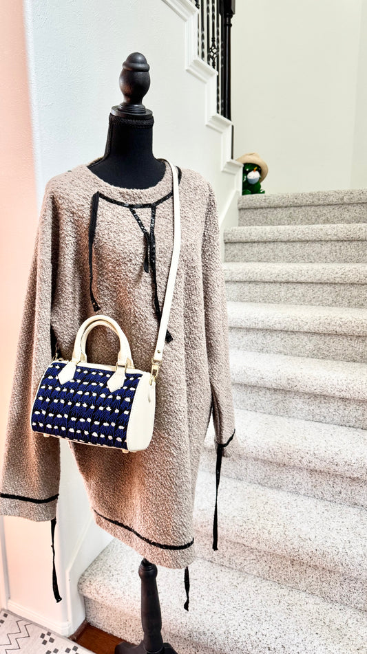 ESH Exclusive Collection - hope rain/ Rosas | Double-sided Pattern | mina perhonen Fabric | Real Leather | Handle | Crossbody | Handmade Products