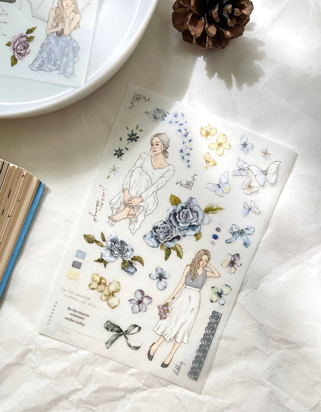 Pion - Bloom | 3 Sheets | Rub On Sticker