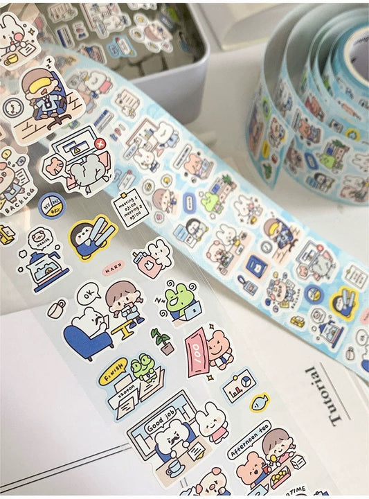 Molinta - Working Day | 4.5cm Pre-cut Sticker Paper Tape | Release Paper
