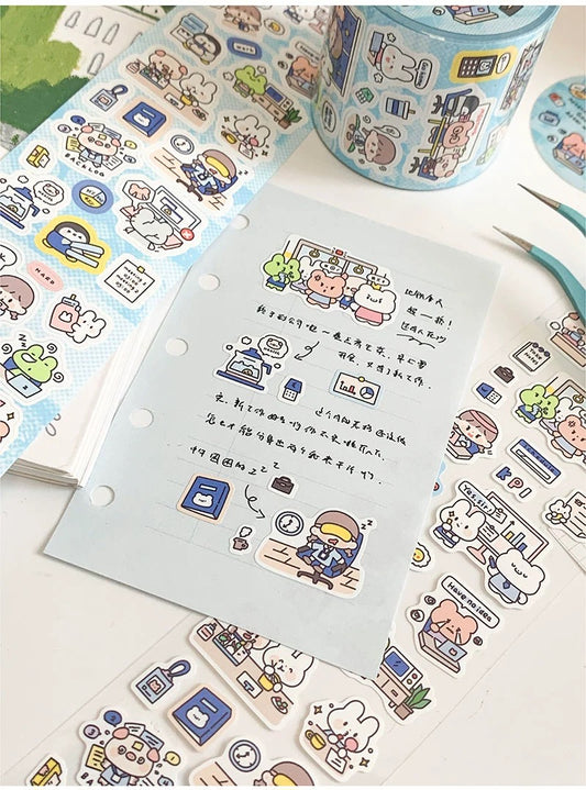Molinta - Working Day | 4.5cm Pre-cut Sticker Paper Tape | Release Paper