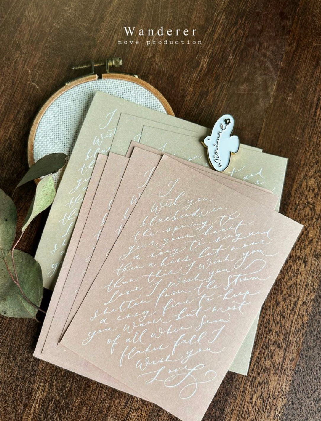 NEW! Nove - Calligraphy English Lyrics - I Wish You Love | 20p Background Paper Set | Ephemera Paper