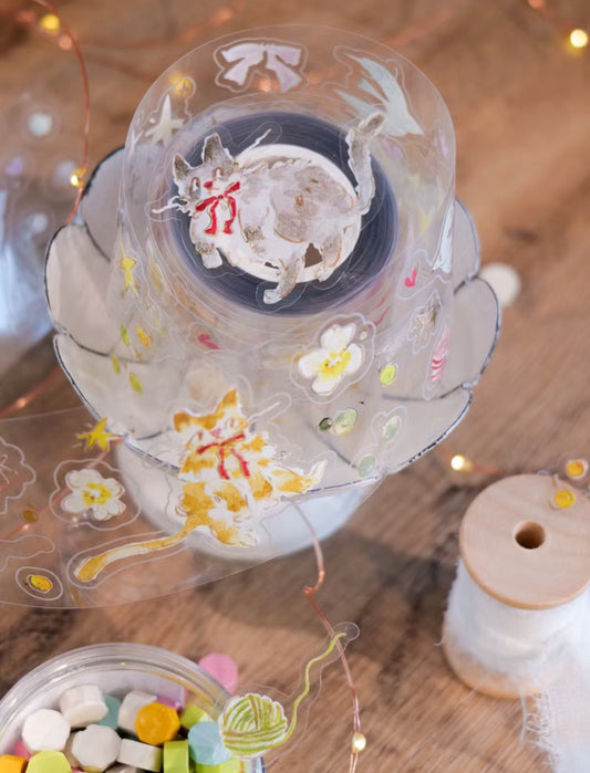 NEW Meow Illustration - The Starry Night | Rose Gold | Kiss-cut Tape | Release Paper