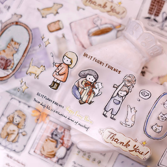 NEW! XBJia Studio - Best Furry Friends | Kiss-cut | 5.5cm Tape | Release Paper | 6M