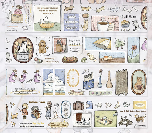 NEW! XBJia Studio - Best Furry Friends | Kiss-cut | 5.5cm Tape | Release Paper | 6M