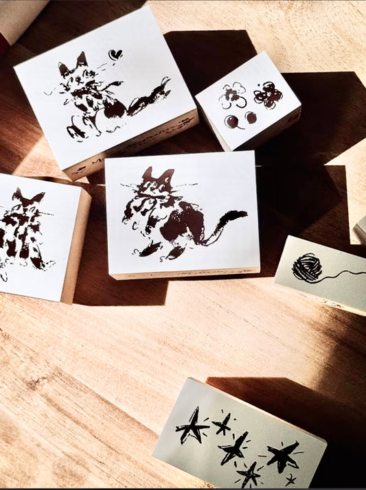 NEW! Meow Illustration - The Starry Night| Rubber Stamps