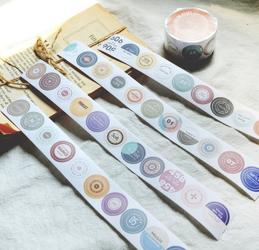 Sonia - Small Round Labels | 2.8cm Die Cut Paper Tape | Release Paper