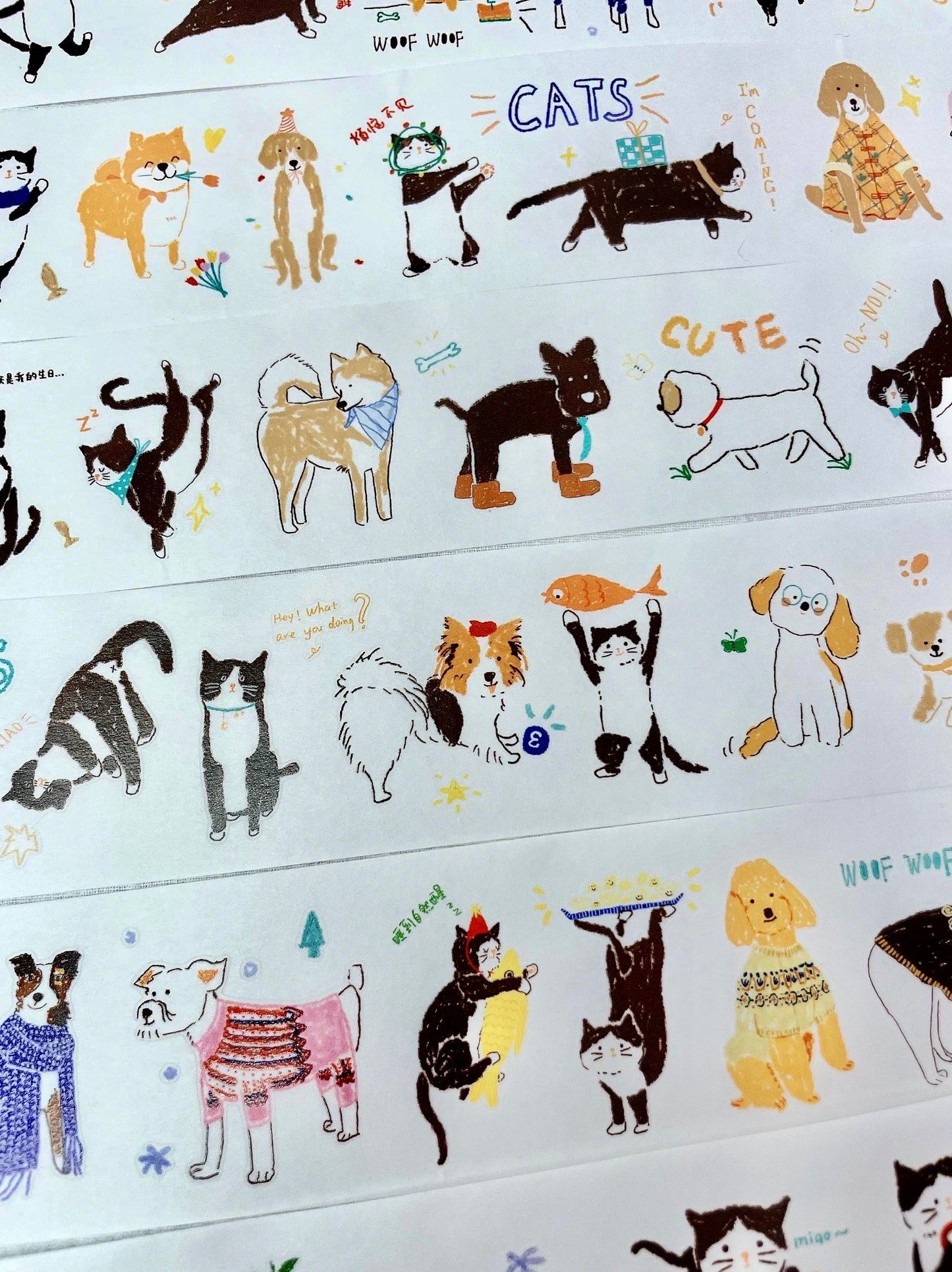 Huu's Fantasy - Having both cats and dogs | Kiss-cut | 5cm Tape | Release Paper | 5M