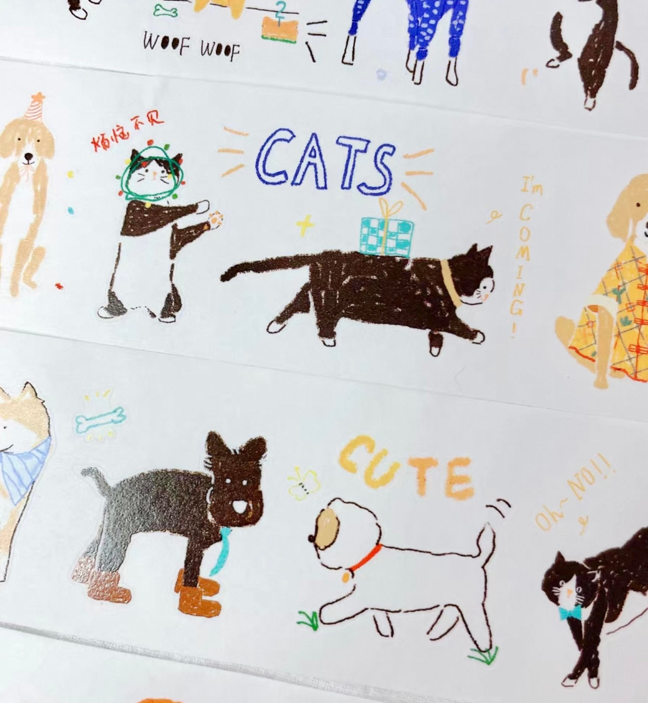 Huu's Fantasy - Having both cats and dogs | Kiss-cut | 5cm Tape | Release Paper | 5M