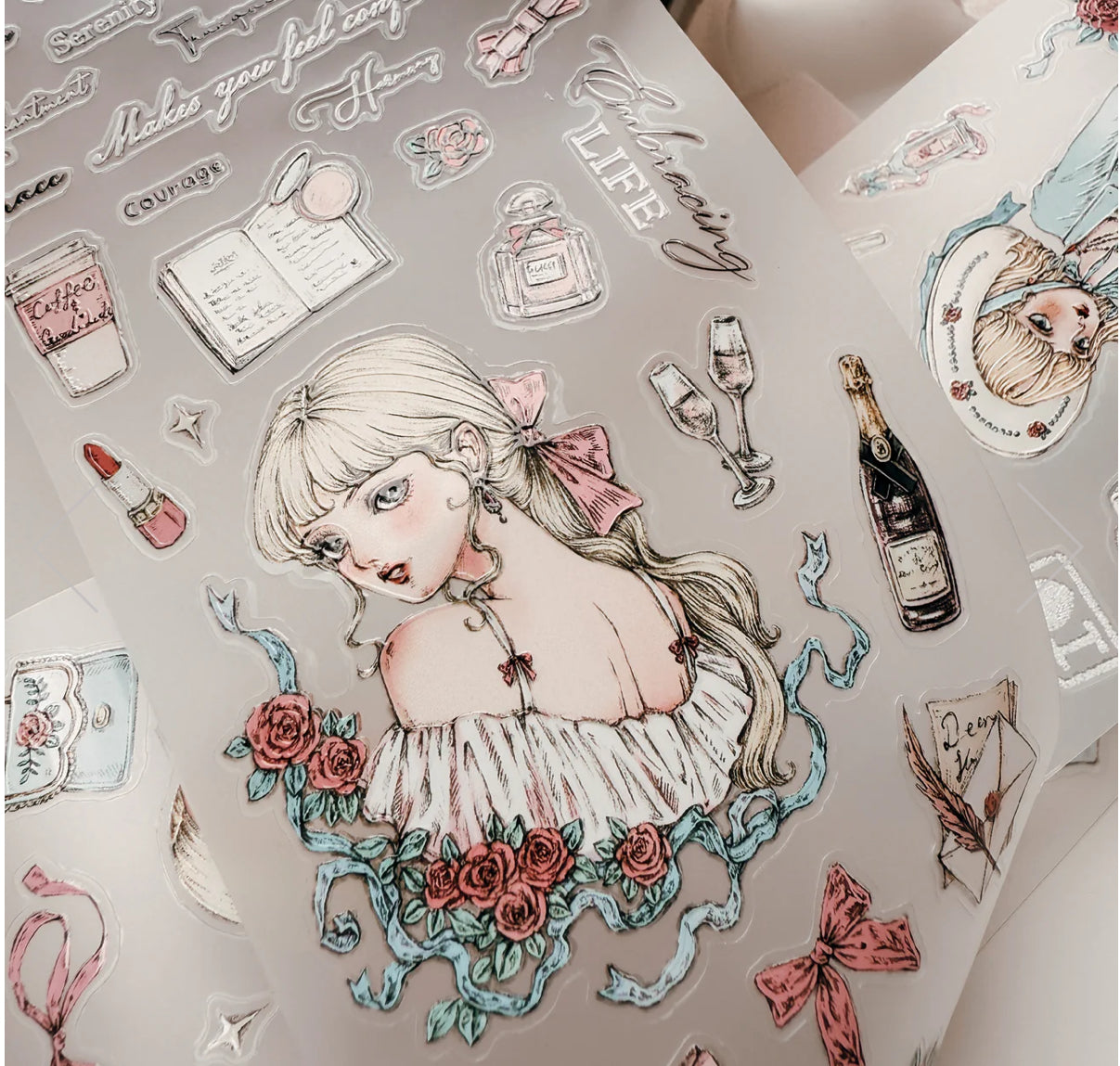 NEW! Journal Pages- Rose Maiden's Glance | Crystal Kiss-cut | 7.5cm Tape | Release Paper | 10M