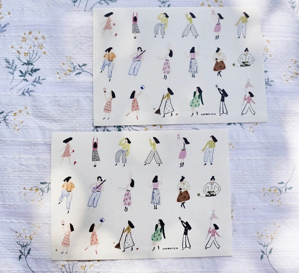 Wongyuanle Vol.5 - Mini Girl | Die Cut | 2 Sheets Sticker