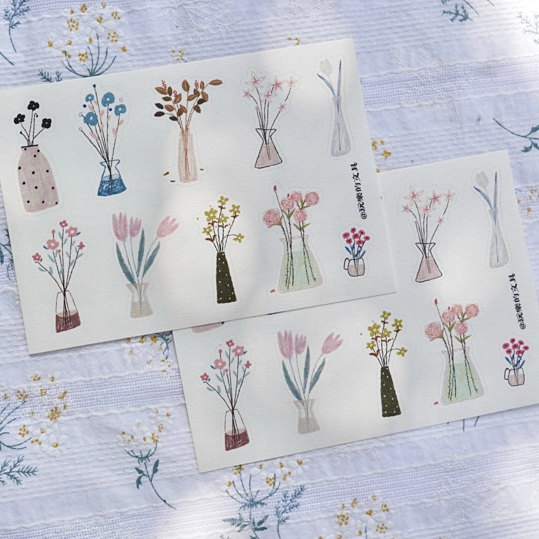 Wongyuanle Vol.5 - Vase | Die Cut | 2 Sheets Sticker