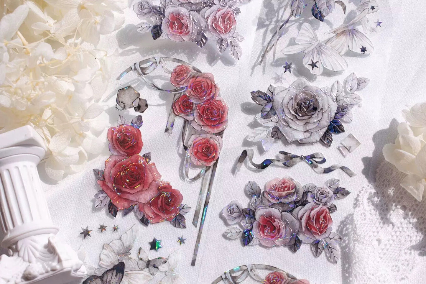 Time Grid - Glamorous | 6.5cm Laser Silver PET Tape | Release Paper