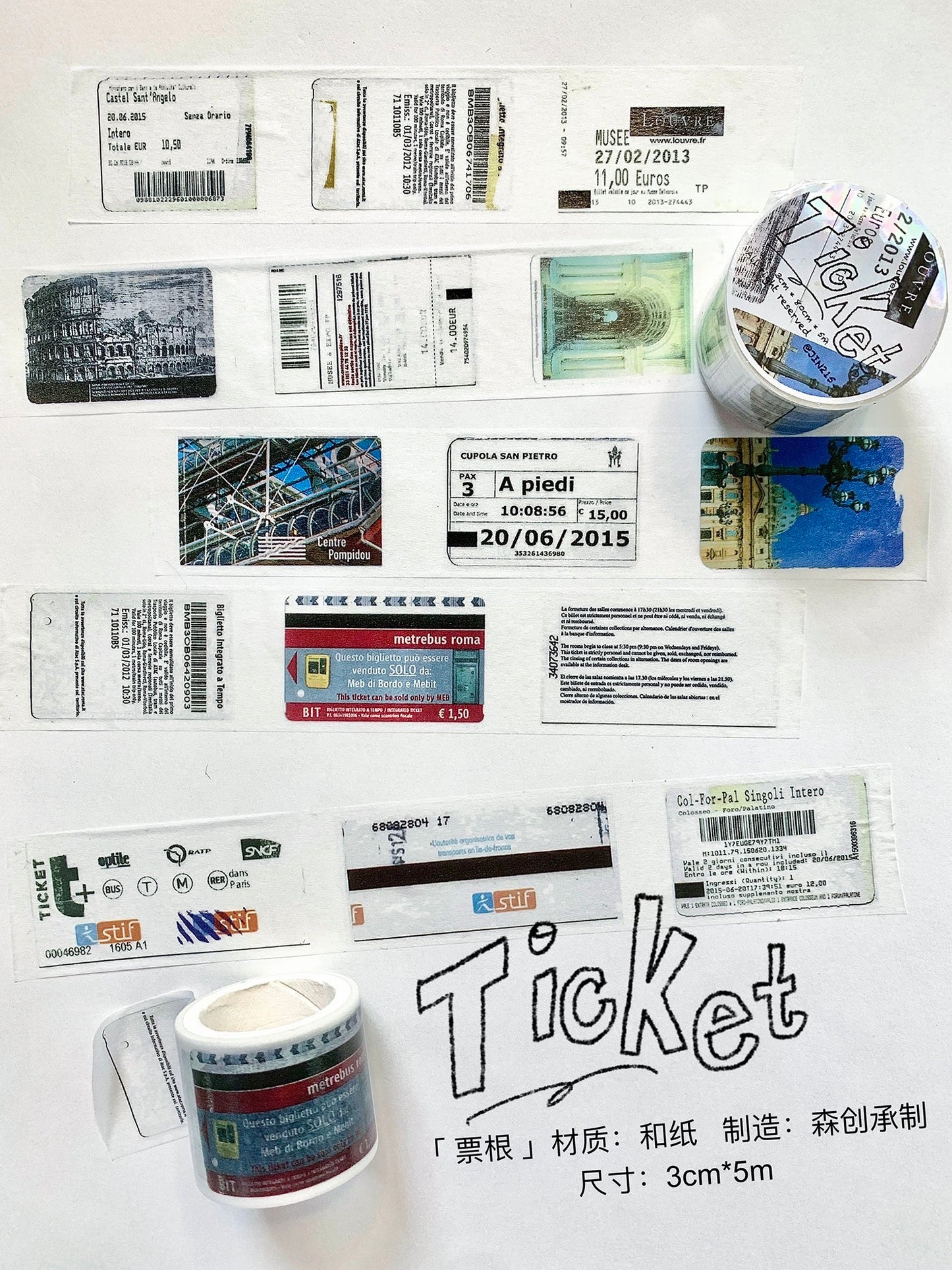 Jin - Europe Travel| Washi Tape | Basic | Background | NO Release Paper