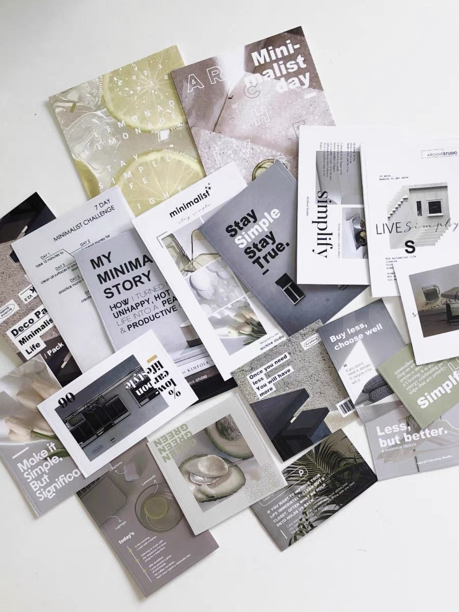 Archive Studio - Minimalist Life | 18pcs Deco Pack | Ephemera Paper | Sticker
