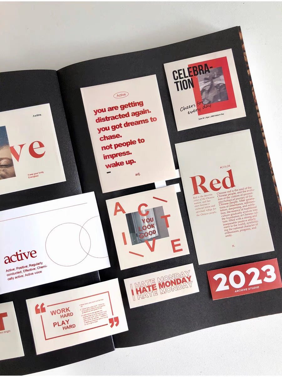 Archive Studio - Active | 12pcs Deco Pack | Ephemera Paper | Sticker