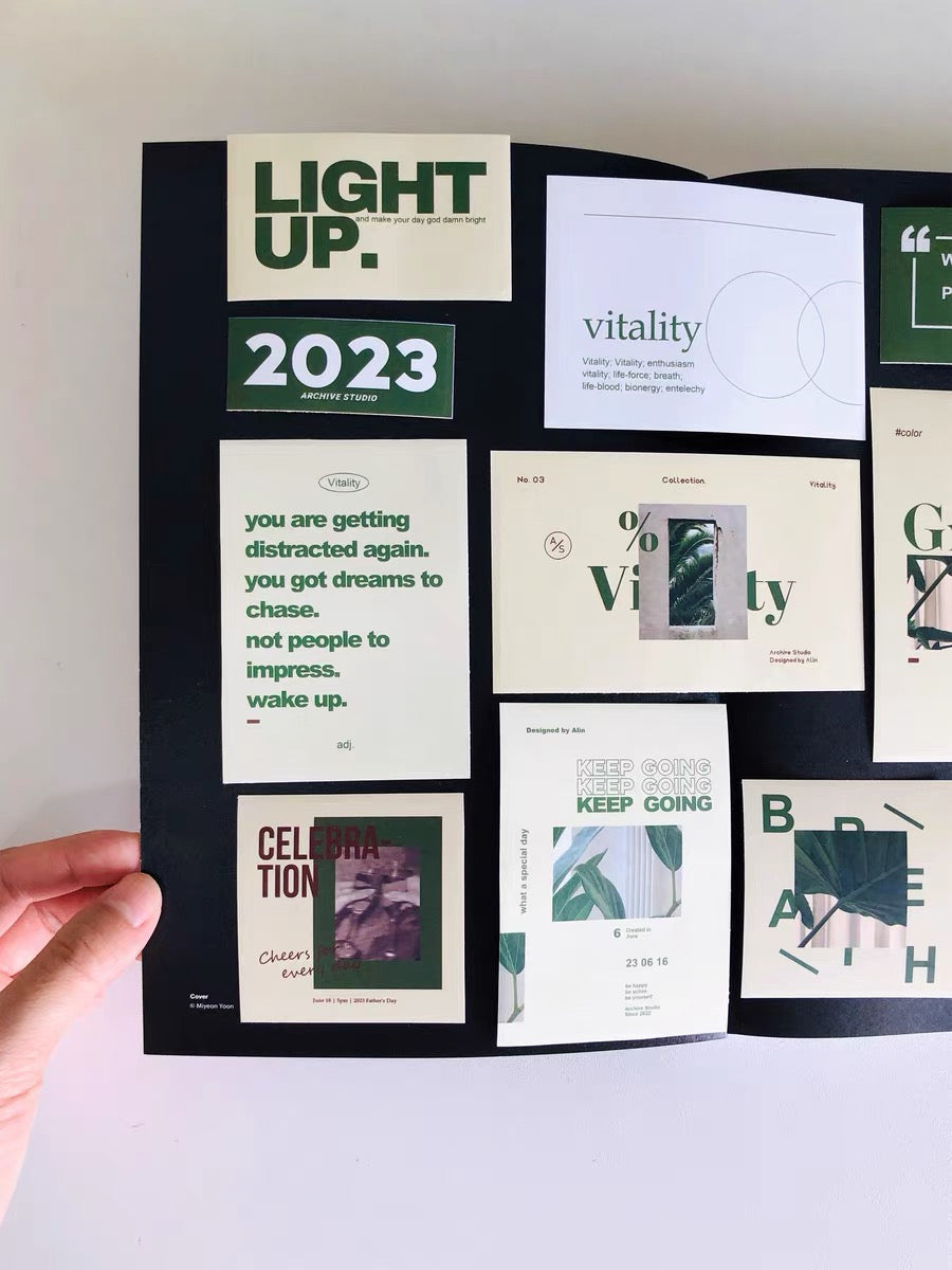 Archive Studio - Vitality | 12pcs Deco Pack | Ephemera Paper | Sticker