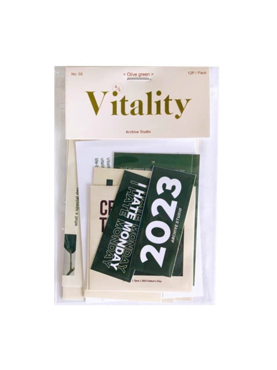 Archive Studio - Vitality | 12pcs Deco Pack | Ephemera Paper | Sticker
