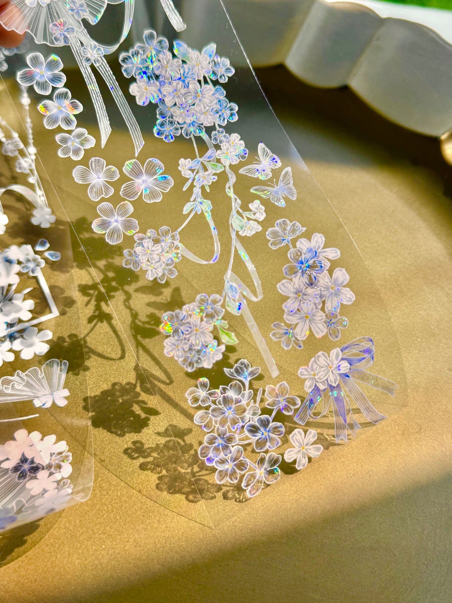 NEW! Time Grid - Crystal Bloom| 6.5cm Iridescent PET Tape | Release Paper
