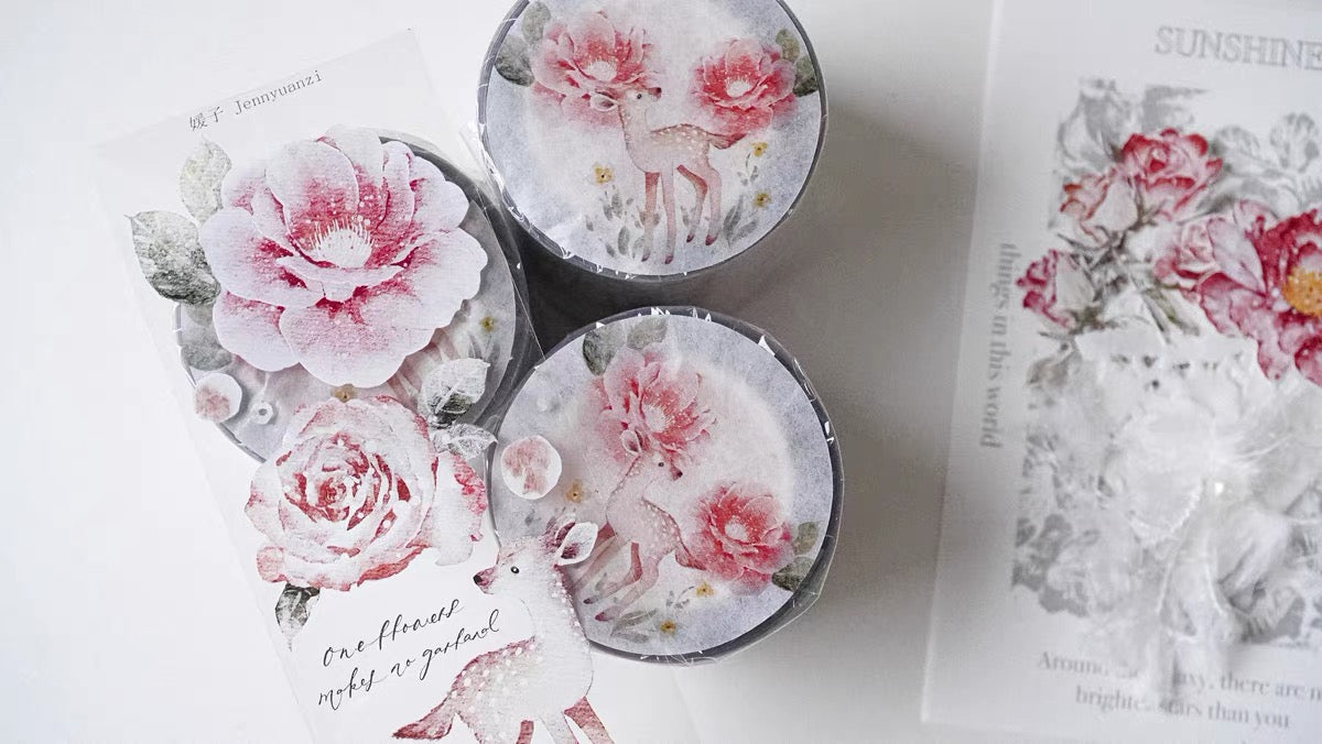 Jennyuanzi Studio Vol.5 - Flower and Dear | 5cm PET Tape | Release Paper
