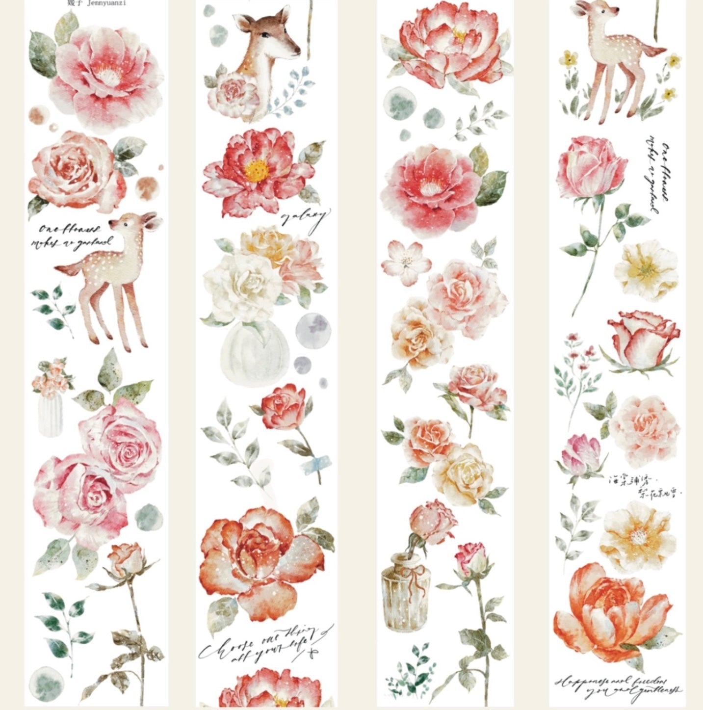 Jennyuanzi Studio Vol.5 - Flower and Dear | 5cm PET Tape | Release Paper