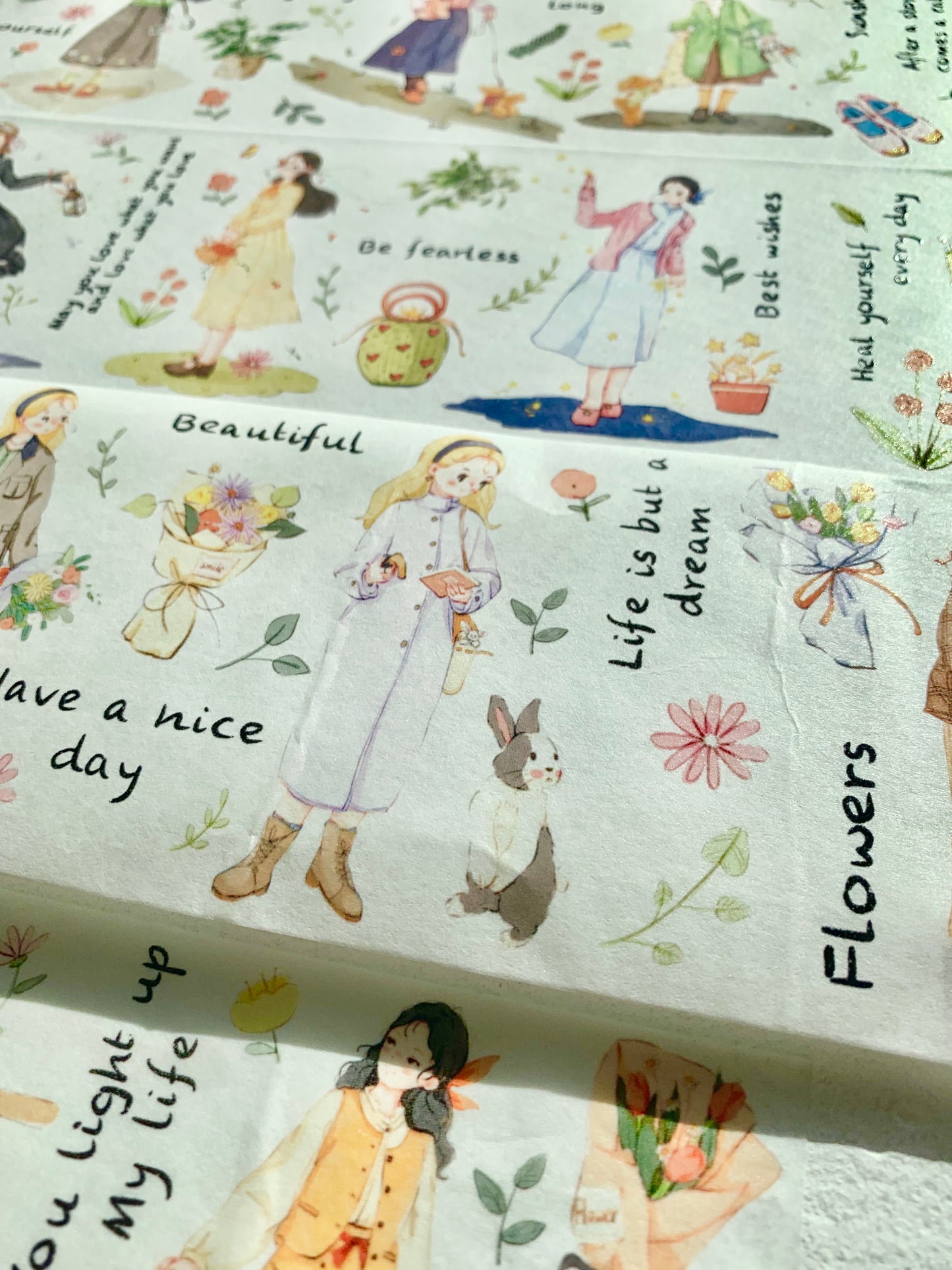 Xiyue Studio - Spring Letters | 7.5cm Washi Tape | Release Paper | 5M