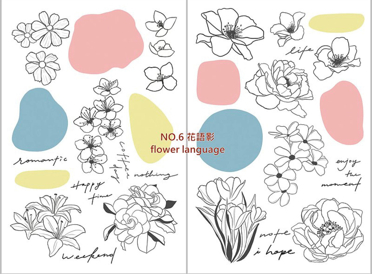NEW! Hairmo -Flower Language | 2 Sheets | Rub On Sticker