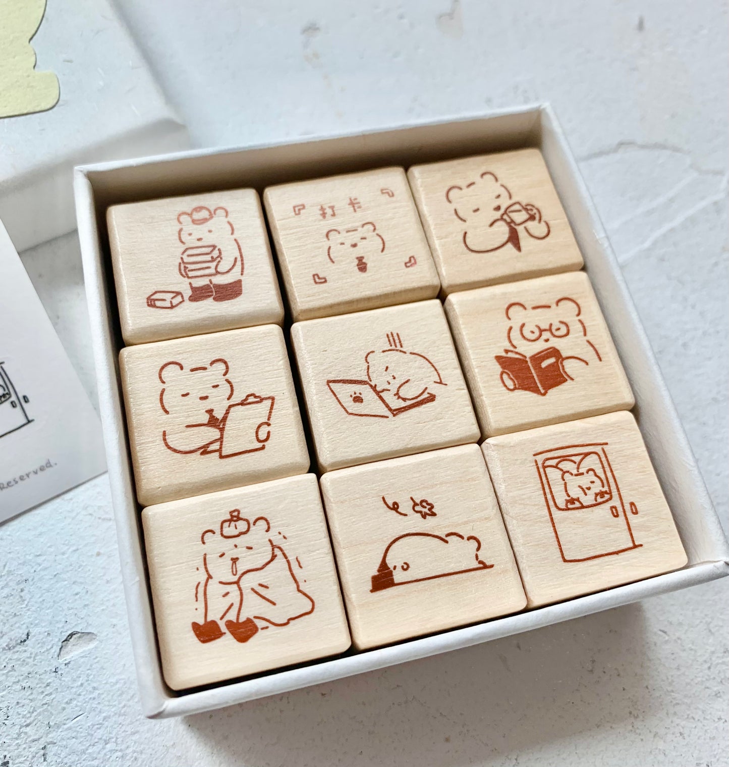 Planet - Mini Bear < Working Day > | 9pcs Rubber Stamp Set