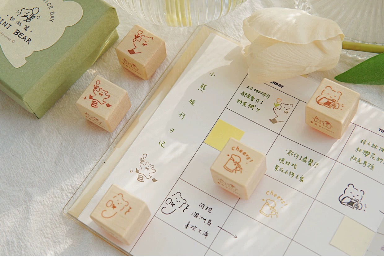 Planet - Mini Bear < Field Trip> | 9pcs Rubber Stamp Set