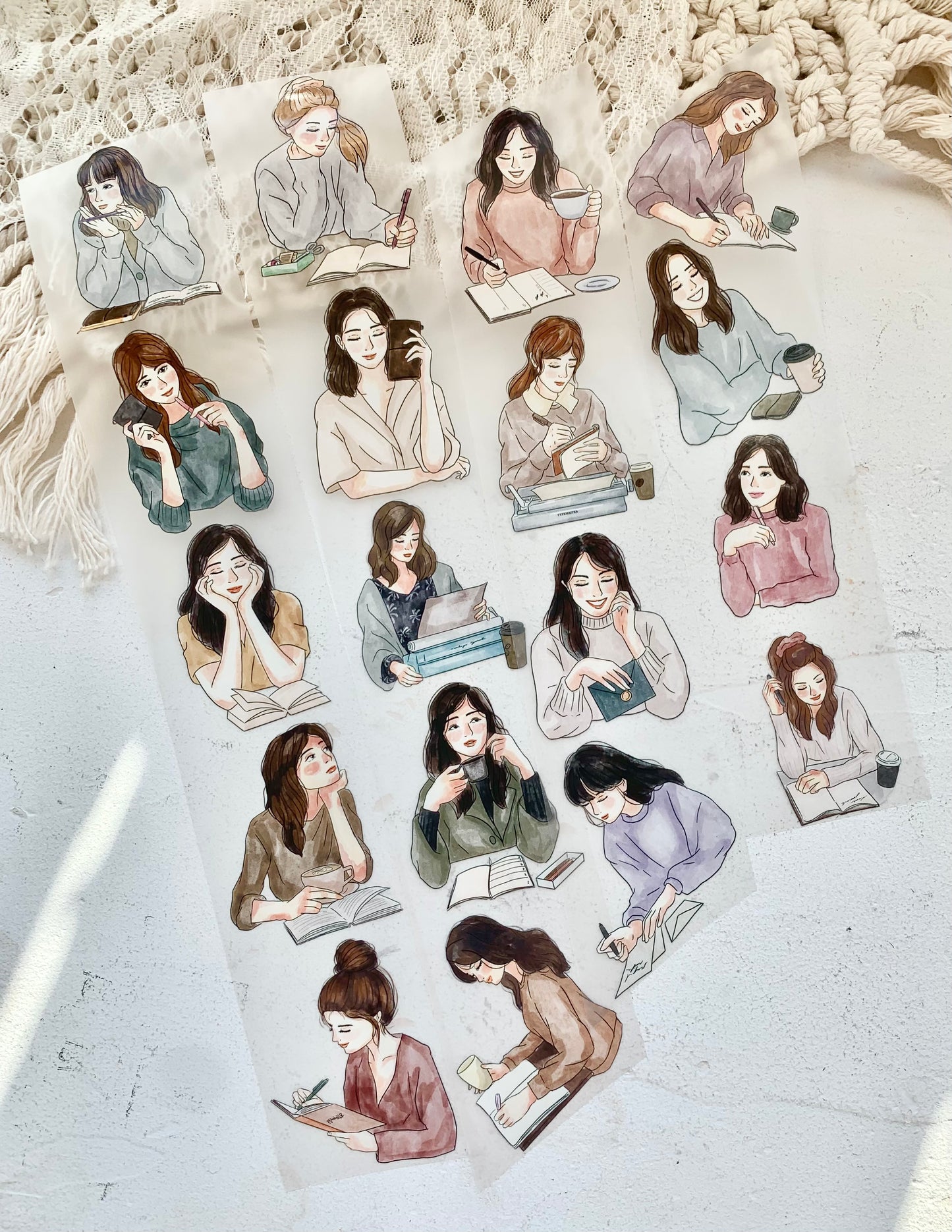 Katkreates Illustration - Journal Girls | 5cm PET Tape | Release Paper