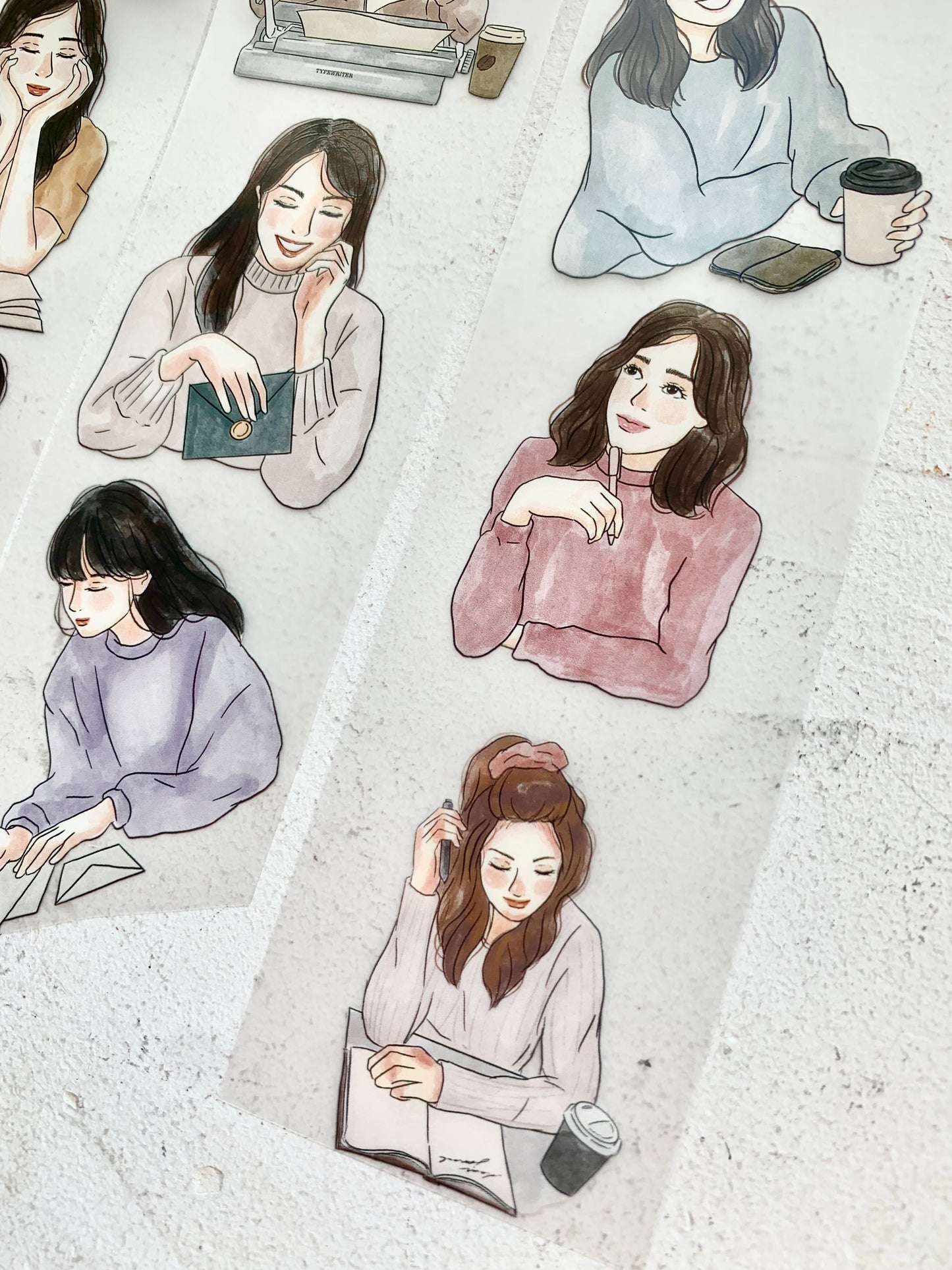 Katkreates Illustration - Journal Girls | 5cm PET Tape | Release Paper