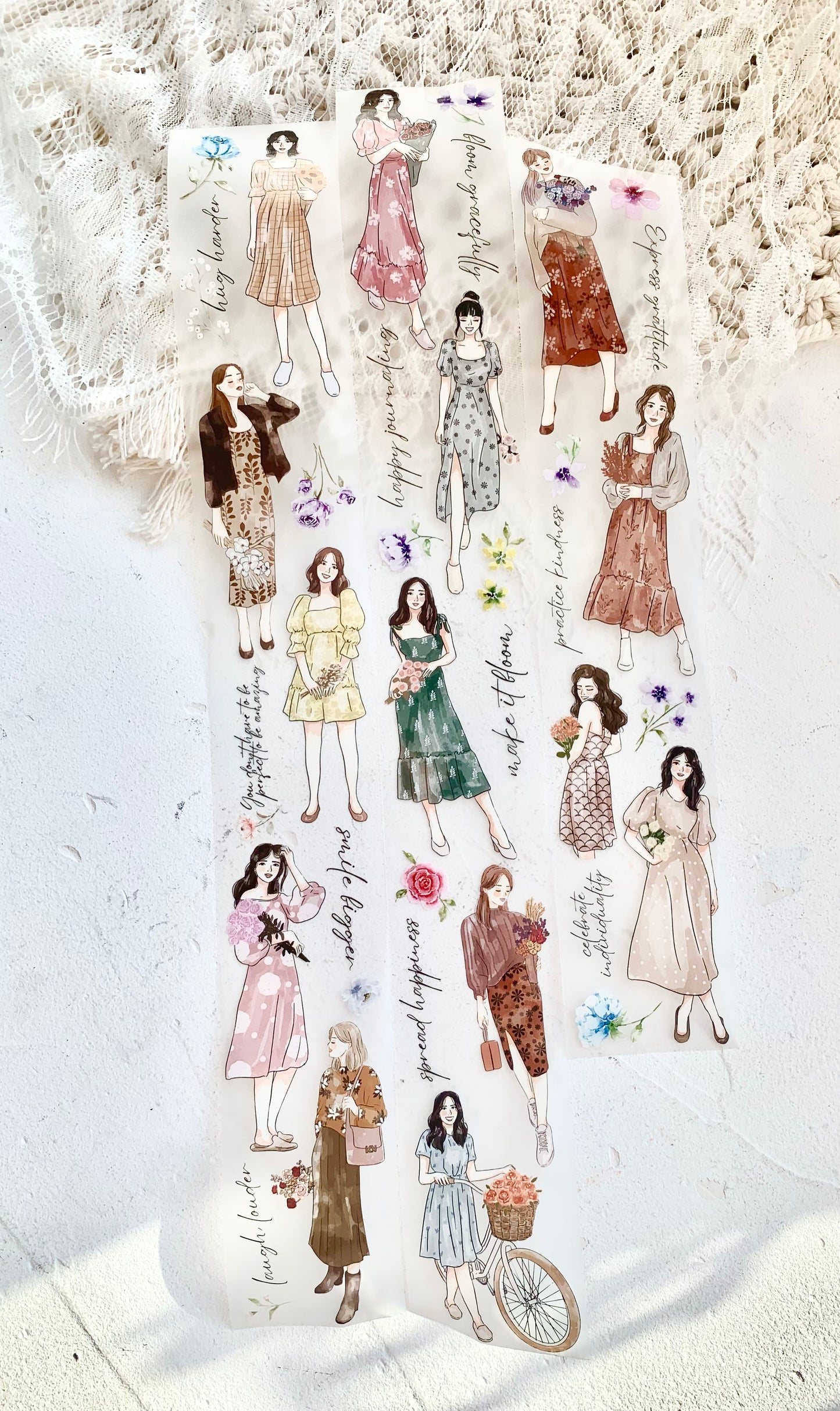 Katkreates Illustration - Bloom Girls | 5cm PET Tape | Release Paper