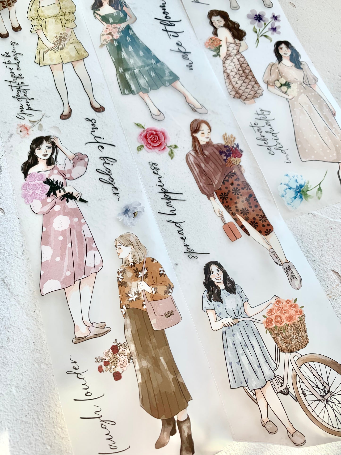 Katkreates Illustration - Bloom Girls | 5cm PET Tape | Release Paper
