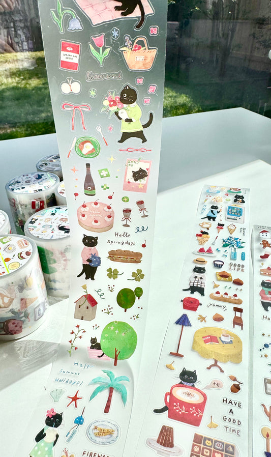 Spring Forth - Four Seasons Kitty | Kiss-cut | 5cm Matte PET Tape | Release Paper | 6M