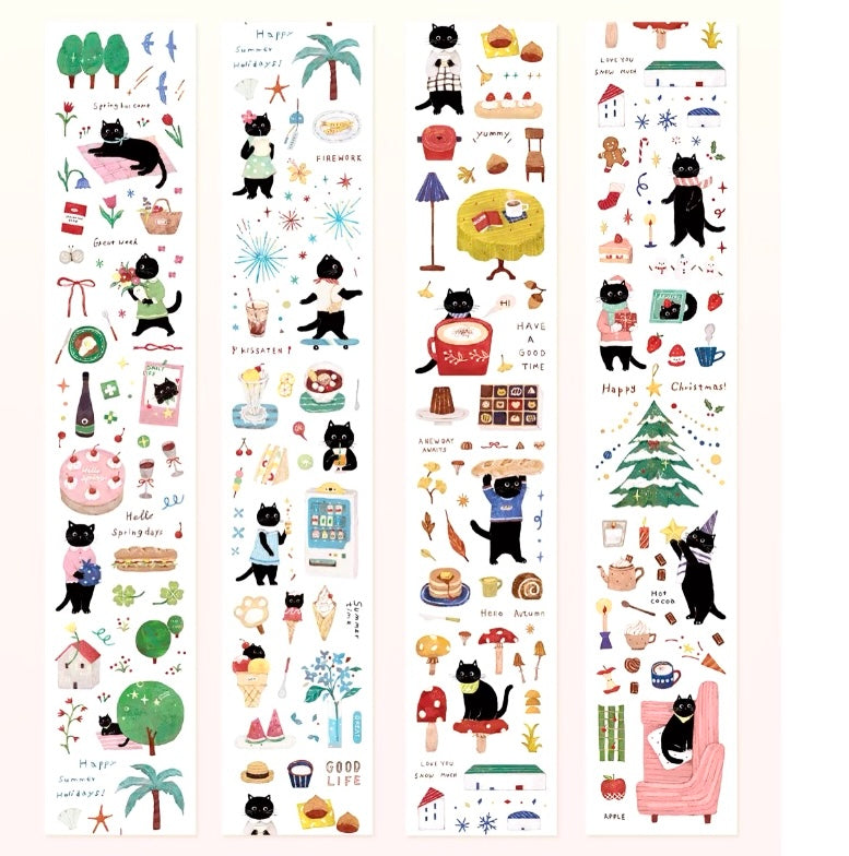 Spring Forth X Cookie - Four Seasons Kitty | Kiss-cut | 5cm Matte PET Tape | Release Paper | 6M