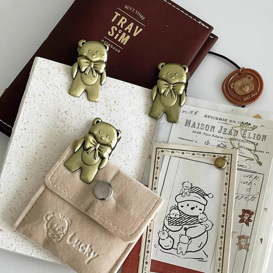 Xiao Xiao Studio - Brass Clip - Bear | Notebook Clip | Bookmark | Journaling Accessories