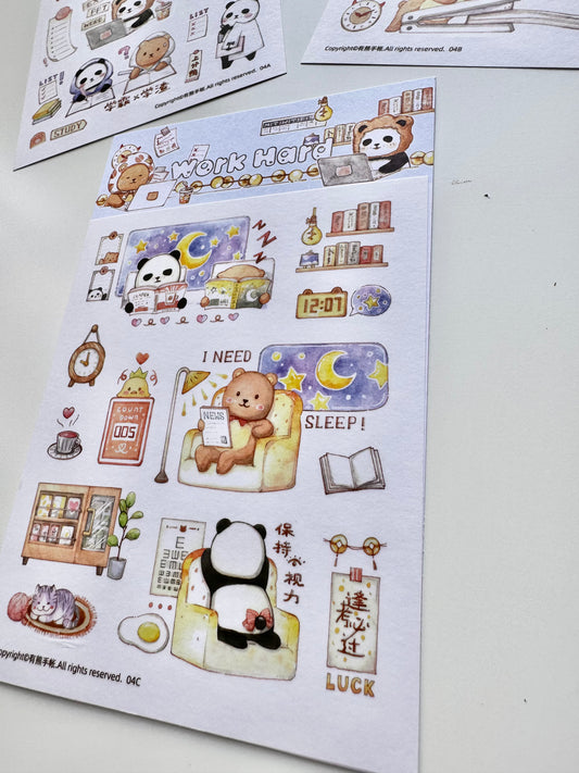 NEW! EverEin - Work Hard | 3 Sheets | Washi Paper | Kiss-cut | Sticker