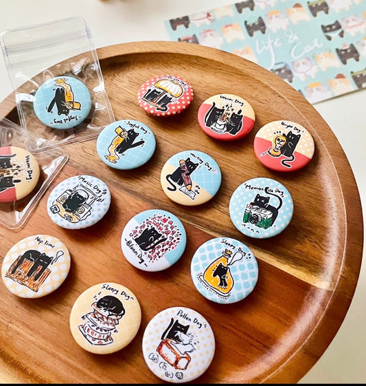NEW! FYFun - Kitty | 12pcs Mini Pin Set | Mini Badge | Journaling Accessories