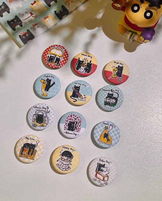 NEW! FYFun - Kitty | 12pcs Mini Pin Set | Mini Badge | Journaling Accessories