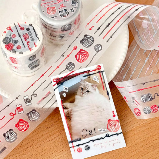 NEW! EverEin - Yarn Ball - Black & Red | 4cm Kiss-cut PET Tape | Release Paper  | 3M