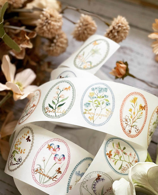 Lady F - 5.5cm Waltz Retro Label I| Rose Gold Foil | Die Cut Washi Tape | Release Paper