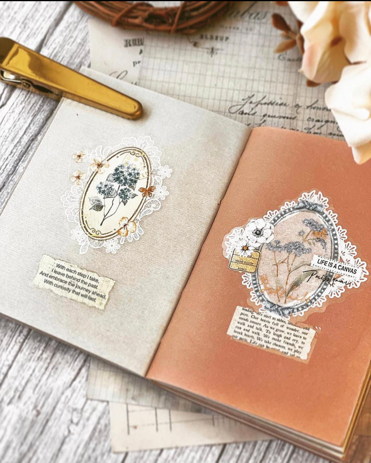 Lady F - 5.5cm Waltz Retro Label II| Rose Gold Foil | Die Cut Tape | Release Paper