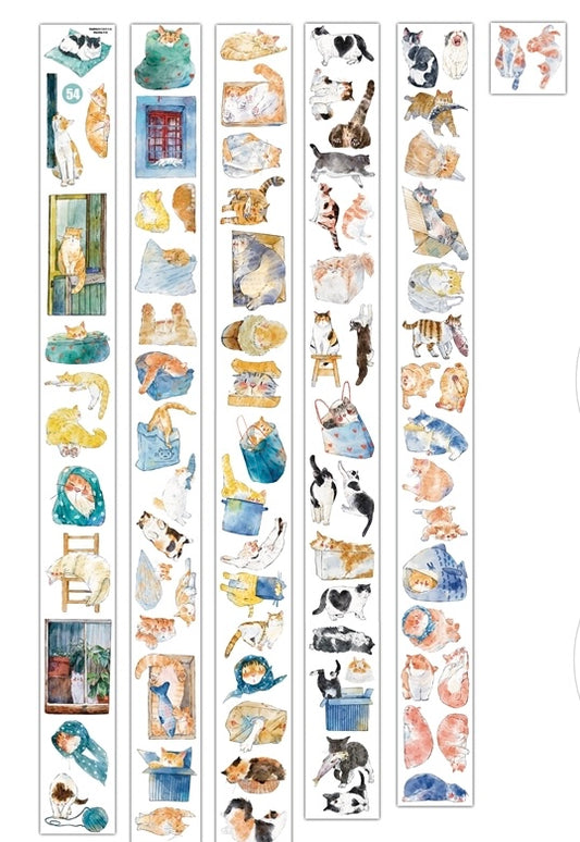 NEW! DingDing - No.54 Kitties | Kiss-cut | 6cm PET Tape | Release Paper | 10M