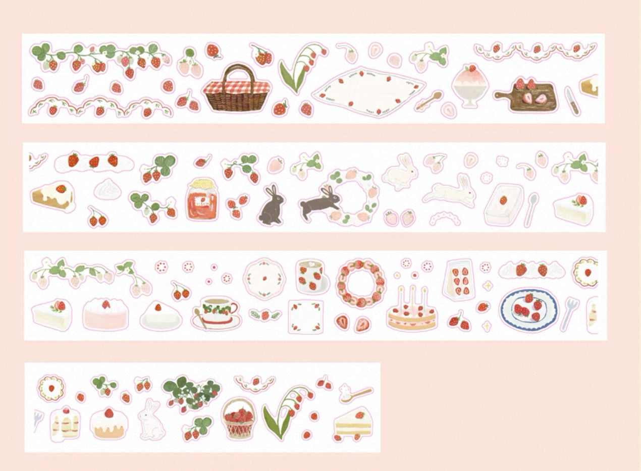 CCXX Studio - Strawberry Party | Kiss-cut | Glitter | 4.5cm PET Tape | Release Paper | 5M