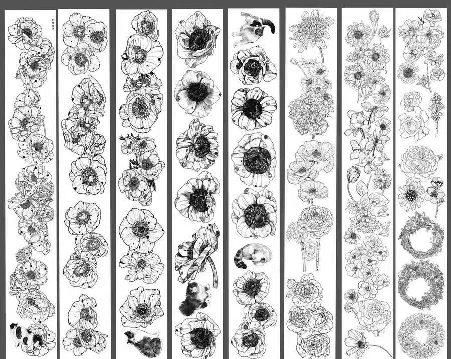 DingDing - No.14 - Floral | 6cm PET Tape | Release Paper