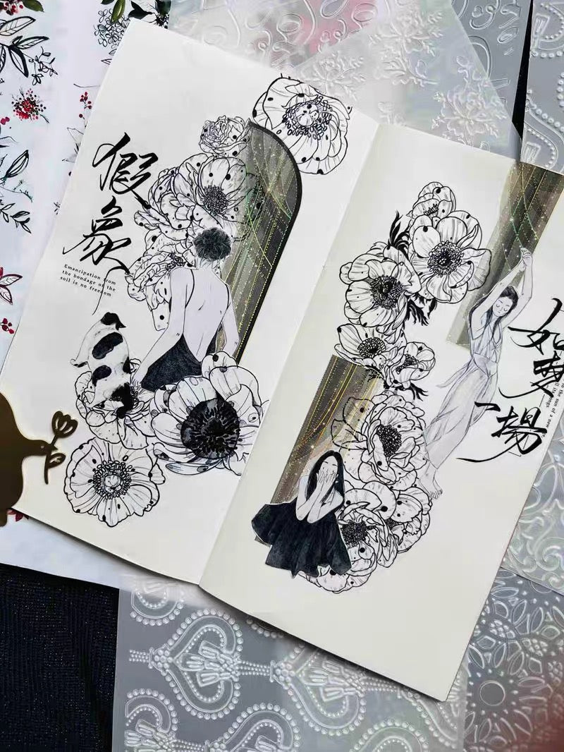 DingDing - No.14 - Floral | 6cm PET Tape | Release Paper