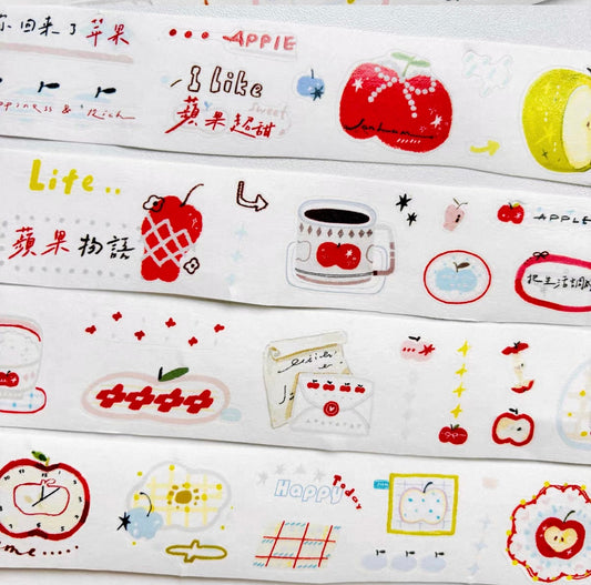 NEW! Calico Cat Studio - Little Apple |Kiss-cut | 3cm Washi Tape | Release Paper | 6M