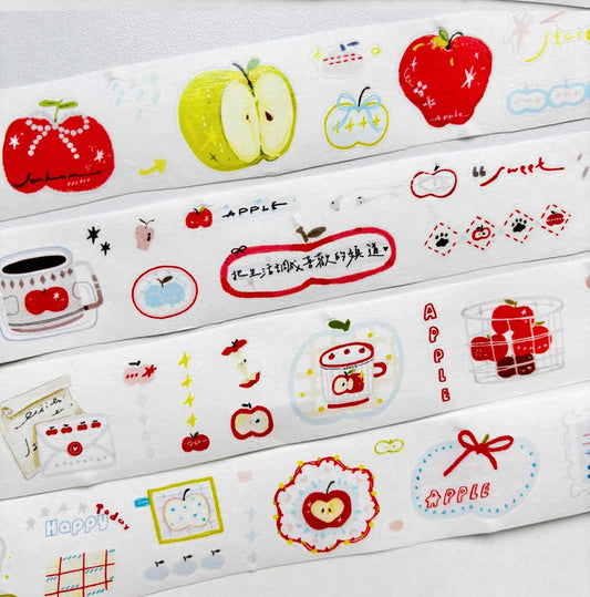 NEW! Calico Cat Studio - Little Apple |Kiss-cut | 3cm Washi Tape | Release Paper | 6M