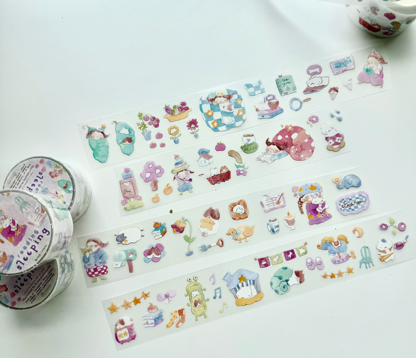 NEW! Teayou - Reading Sleeping | Kiss-cut | 4cm PET Tape | Release Paper | 10M